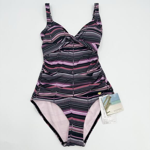 NEW Sunseeker Australia Striped One Piece Bathing Suit Underwire D Cup Size 6 - Picture 2 of 10